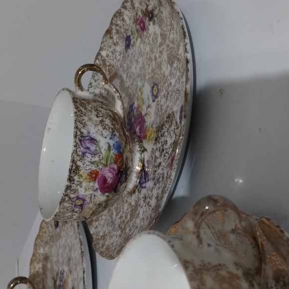 Fred Roberts place set of 4 China tea set scalloped edge floral print delicate - Picture 5 of 9
